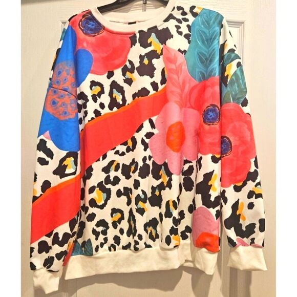 Women's Fun & Colorful Sweatshirt Top/Soft & Cozy/New Without Tags/Size L - Picture 1 of 7